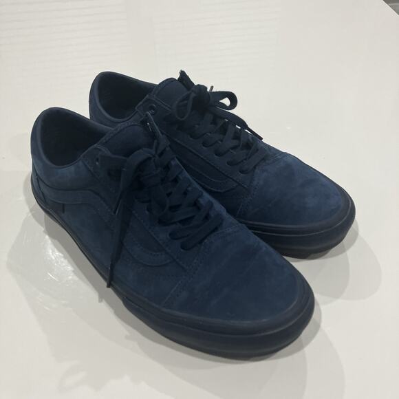 Vans Pop Cush Low All Navy Blue Monochrome Suede Skate Shoes Size 11 Hardly Used - Picture 1 of 10